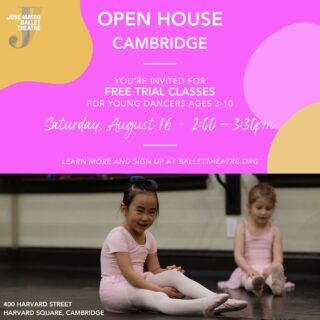 You’re Invited 💌
Come dance with us and discover the joy of ballet! 💫🩰
Join our Open House this weekend on Saturday Aug 16 in Harvard Square for FREE trial classes for children ages 3-10. Sign up with link in bio 🔗#jmbt #josemateoballettheatre #openhouse #balletclass #kidsballet #balletdancer #creativedance #preballet