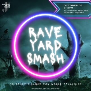 YOU’RE INVITED! 🎃👻🪩
Join us for a rave in the grave to support Dance for World Community and the upcoming 15th anniversary festival! Dress to impress with your best spooky Halloween costume at JMBT’s Sanctuary Theatre in Harvard Square on Saturday October 26th. Dance music, pop up performances, silent auction, and cocktails and hors d’oeuvres will all be served at this unmissable macabre event!RaveYard Smash
To Benefit Dance for World CommunitySaturday, October 26, 2024
8:00-11:00PM
JMBT’s Sanctuary Theatre
400 Harvard Street, Cambridge, MATickets: $60
(includes one drink)
Purchase with link in bio!#jmbt #josemateoballettheatre #halloween #halloweenparty #danceforworldcommunity #dwc2024