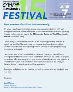 ⚠️ Dance for World Community Festival cancelation